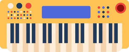 Electric piano keyboard featuring vibrant buttons and a blue screen, illustrating the evolution of music technology while composing melodies and playing various songs vector
