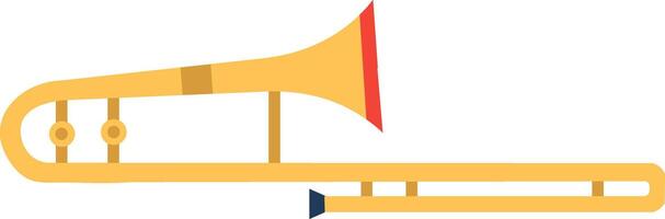 Golden trombone brass instrument with slide and bell isolated on white background, creating a simple yet vibrant representation of music and sound vector