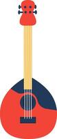 Colorful flat illustration of a traditional Arabic plucked string instrument with a short neck and a pear shaped body, representing Middle Eastern music and culture vector