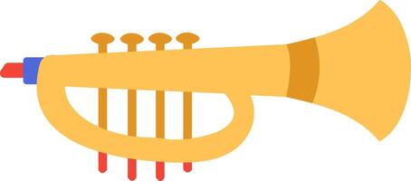 Cartoon trumpet playing a joyful melody with bright colors, ideal for music themed projects, children's illustrations, or any project needing a touch of musical whimsy vector