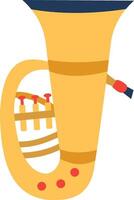Yellow tuba featuring prominent valves and a striking bell, embodying the essence of music and brass instruments, often associated with orchestras and vibrant bands vector