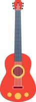 Red acoustic guitar featuring six strings and a resonant sound hole, creating a vibrant and engaging visual ideal for music related projects and artistic expressions vector