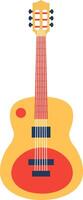 Vibrant acoustic guitar featuring a striking yellow body and bold red details, symbolizing music, entertainment, and the creativity found in artistic expression vector