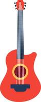 Red acoustic guitar with sound hole and strings representing music, entertainment, and leisure activities, perfect for illustrating musical concepts or hobbies vector