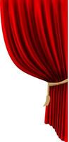 Red velvet curtain slightly open on white background with golden rope, creating a sense of anticipation and elegance, perfect for entertainment or theater related themes vector