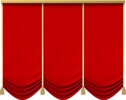 Elegant red stage curtains closing with golden tassels, creating a sense of anticipation and drama in a theatrical setting, perfect for entertainment and performance concepts vector