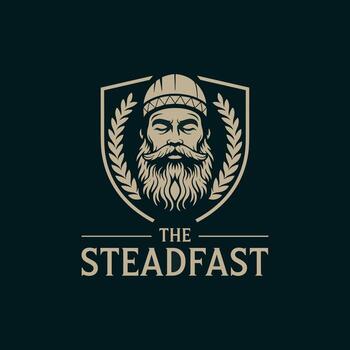Majestic King with Crown and Beard on Shield Emblem with Laurel Wreath for Royal and Steadfast Branding vector