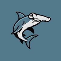 Cartoon Hammerhead Shark Mascot with Large Eyes and Sharp Teeth for Aquatic and Sports Branding vector