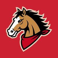 Expressive Cartoon Horse Head Mascot with Red Bandana for Western, Sports, or Team Branding vector
