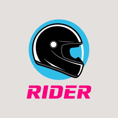 Sleek Black Motorcycle Helmet Logo in Blue Circle