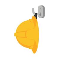 Yellow safety helmet hanging on a hook. vector