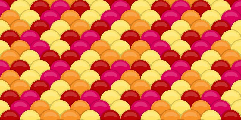 Vibrant, seamless pattern of overlapping, glossy scales in warm colors. Perfect for backgrounds, textiles, or playful designs. Evokes a sense of energy, joy, and summer.