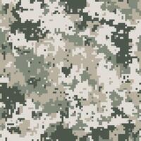 Abstract digital camouflage pattern. Versatile, pixelated design in muted greens and beige. vector