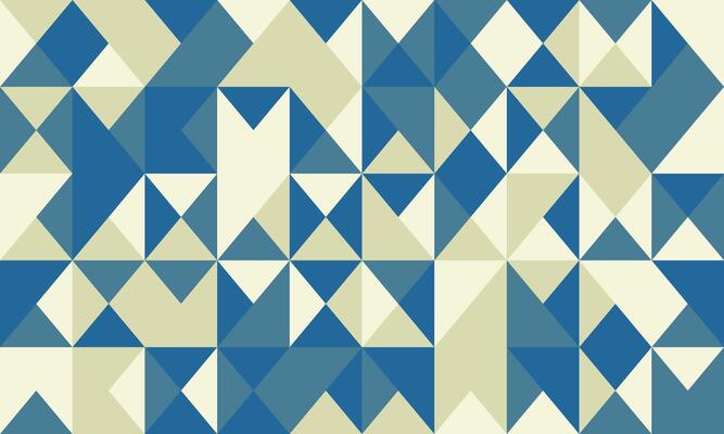 Abstract geometric background featuring a tessellation of blue and beige triangles. Ideal for modern design projects, website banners, or as a stylish texture.