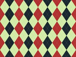 Classic argyle pattern in red, black, and pale green. Geometric design ideal for backgrounds, textiles, and branding. Subtle texture adds visual interest. Versatile, timeless style. vector