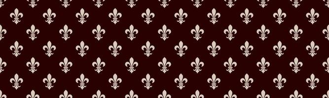 A pattern with white and brown fleur de lis vector