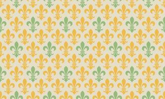 A pattern with green and yellow fleur de lis vector