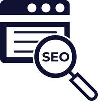Black document with header and list items and a magnifying glass overlaying the list. Illustration vector