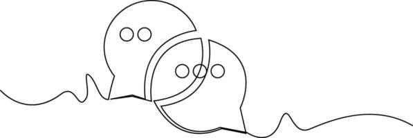 Speech bubble continuous one line art drawing dialogue speech bubble illustration. vector