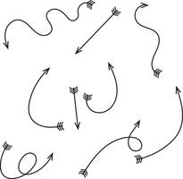 arrows set in different shapes on the transparent background. Illustration vector