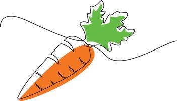 Continuous one line drawing of isolated carrot outline, Simple carrot in continuous one line art drawing design, Growing carrot plant minimalist outline Illustration vector