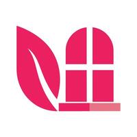 Abstract Pink Leaf and Window Design Element vector