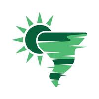 Stylized Green Tornado and Sunburst Design vector