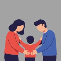 Loving Family Embracing Their Child, Expressing Joy and Togetherness. vector