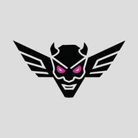 Intense, Symbolic Demon Logo with Wings vector