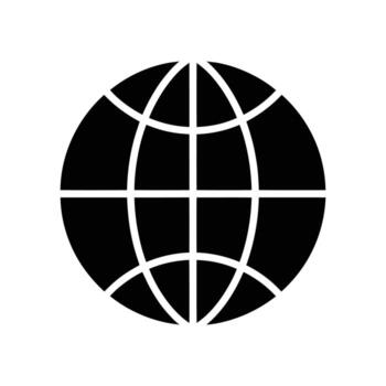 Bold Black Globe Icon with Defined Lines vector