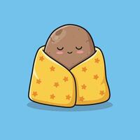 Cute Cartoon Potato Wrapped in a Cozy Blanket vector