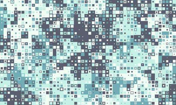 Abstract pixelated background. Cool teal and gray squares create a dynamic, modern design. Perfect for tech, websites, or presentations needing a clean, contemporary feel. vector