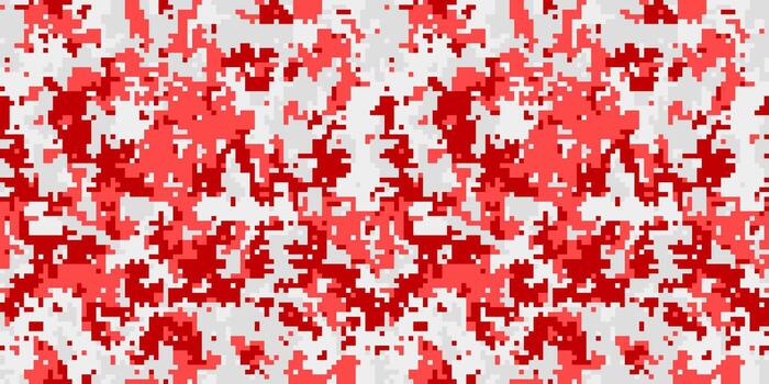 Abstract red and white digital camouflage pattern. Perfect for backgrounds, textiles, or fashion designs. Modern, stylish, and versatile, this pixelated texture offers a unique visual appeal. vector