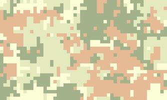Abstract pixelated camouflage pattern in muted earth tones. Ideal for backgrounds, textures, or design elements conveying themes of concealment, strategy, or military aesthetics. vector
