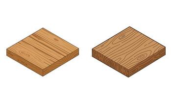 Isometric Wooden Planks with Detailed Wood Grain vector