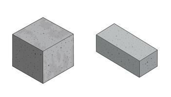 Concrete Blocks Isometric View of Cube and Rectangular Prism vector