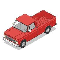 Red vintage pickup truck illustration vector