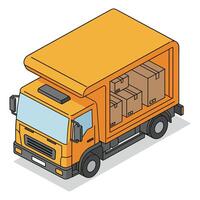 Orange delivery truck with boxes vector