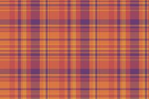 Cool textile seamless tartan, trend pattern check plaid. Woman texture fabric background in orange and red colors. vector