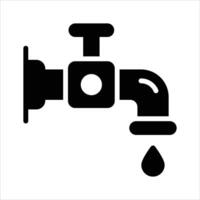 Sleek glyph style icon of metal water tap. vector