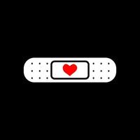 Heart Bandage Icon on Black Background vector