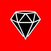 Black Geometric Diamond Icon on Red Background vector