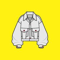 Stylish Oversized Jacket Fashion Illustration on Yellow Background vector