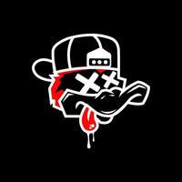 Urban Cartoon Duck Head with Cap and X Eyes vector
