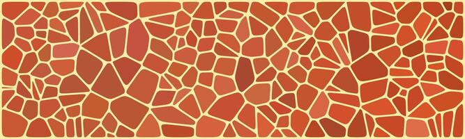 An abstract mosaic made of irregular red and orange polygons, outlined in beige. The warm palette and geometric structure create a bold, artistic design. vector