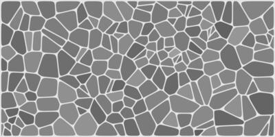 Gray abstract mosaic pattern with irregular polygon shapes outlined in white, creating a stained glass or tiled surface effect. vector