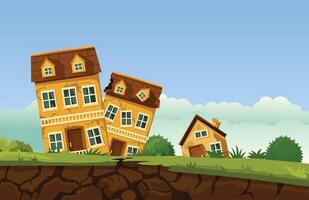 Tilted houses illustration vector