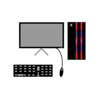 A modern desktop computer with CPU, monitor, keyboard, and mouse ideal for tech or workspace vector