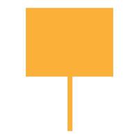 A flat orange square signboard on a pole, useful for signage or message illustrations. vector
