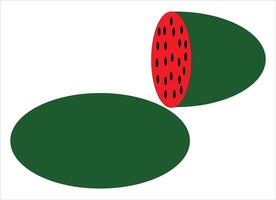 Simple flat watermelon cut piece with seeds shown in a fresh fruit illustration. vector